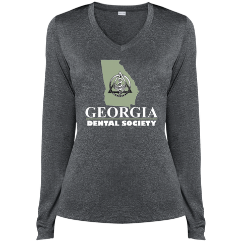 Georgia Dental Society (GDS) LST360LS Sport-Tek Ladies' LS Heather Dri-Fit V-Neck T-Shirt