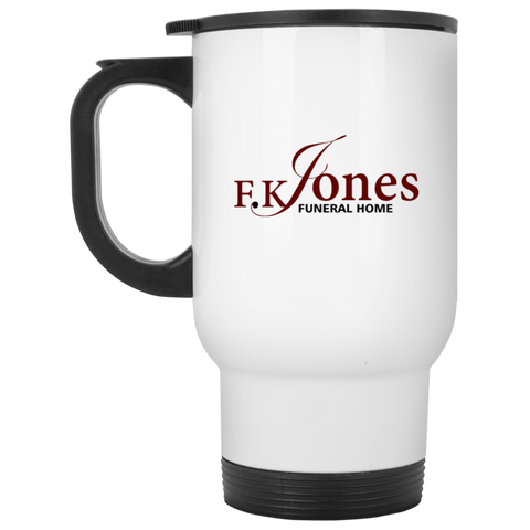 FK Jones Funeral Home XP8400W White Travel Mug