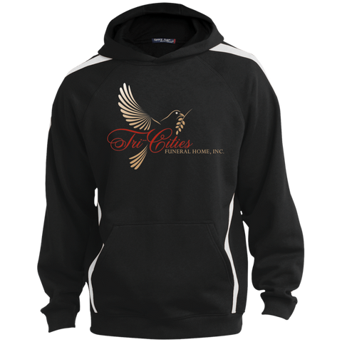 Tri-Cities Funeral Home ST265 Sport-Tek Sleeve Stripe Sweatshirt with Jersey Lined Hood