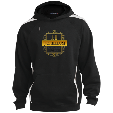 J.C. Hellum Funeral Homes ST265 Sport-Tek Sleeve Stripe Sweatshirt with Jersey Lined Hood