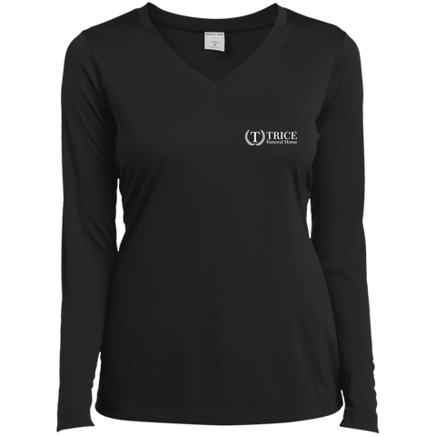 Trice Funeral Home LST353LS Sport-Tek Ladies' LS Performance V-Neck T-Shirt