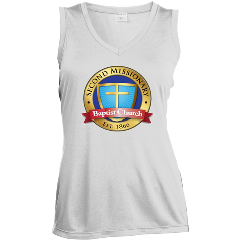 Second Missionary Baptist Church LST352 Sport-Tek Ladies' Sleeveless Moisture Absorbing V-Neck