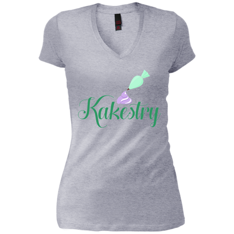 Kakestry DT4501 District Junior's Vintage Wash V-Neck T-Shirt