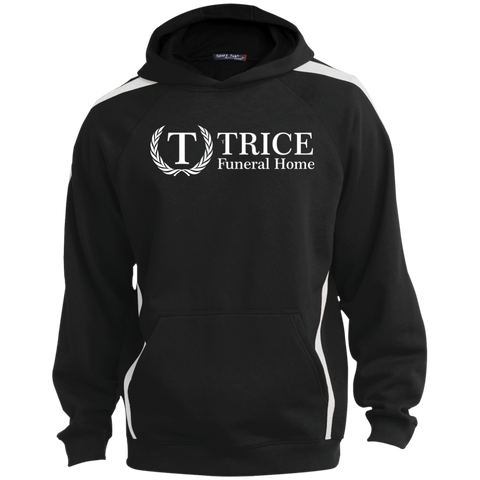 Trice Funeral Home ST265 Sport-Tek Sleeve Stripe Sweatshirt with Jersey Lined Hood